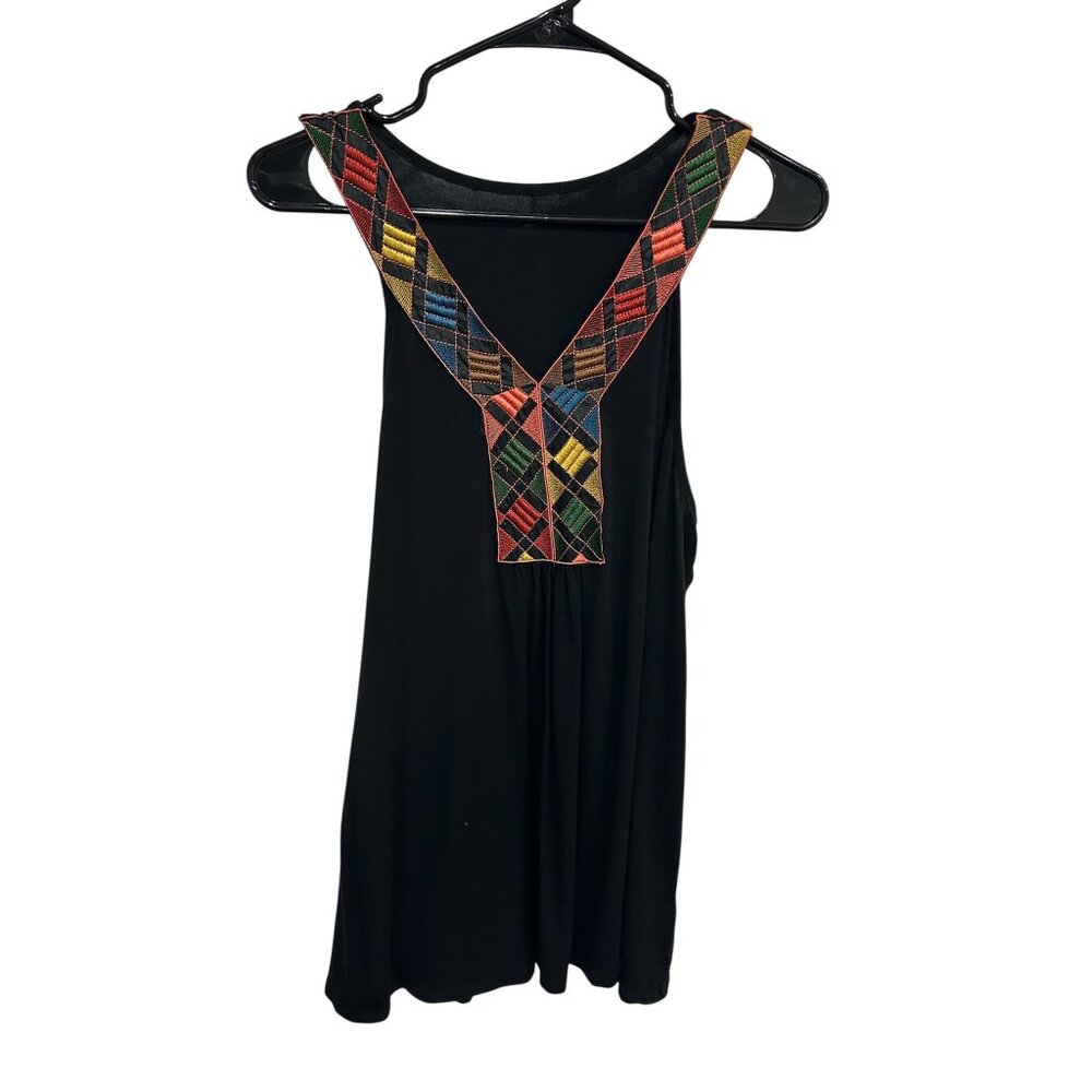 Multicolor Embroidered Plaid Straps Lightweight Sleeveless Top Preppy Retro